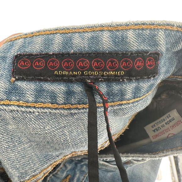 Adriano Goldschmied Blue Jeans Gemini Low Rise Straight Size 28 Distressed Denim - Picture 9 of 11